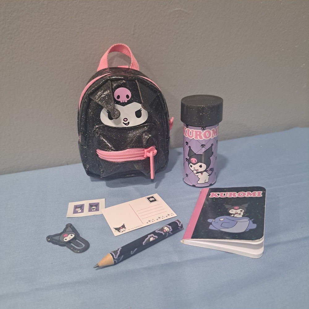 Sanrio Kuromi Real Littles Mini Backpack Stationery Set Black Pink Goth Kawaii